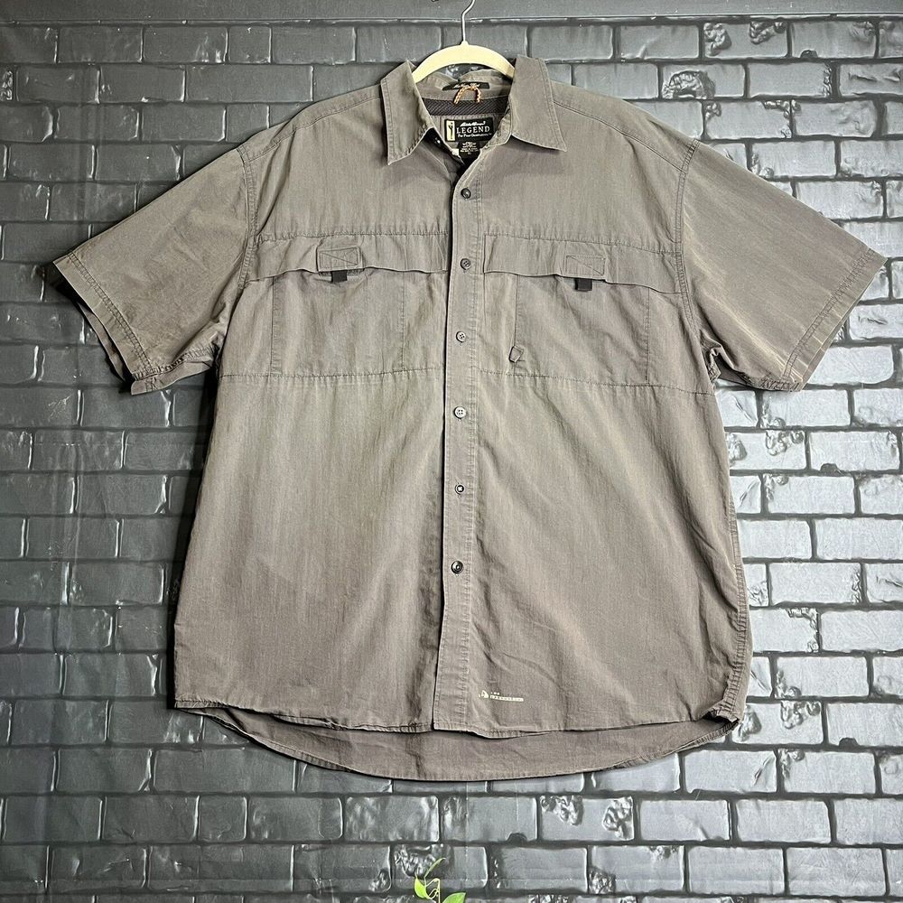 Eddie Bauer Legend McNary Button Up Shirt Men's‎ XL Vented Solid Gray Pocketed